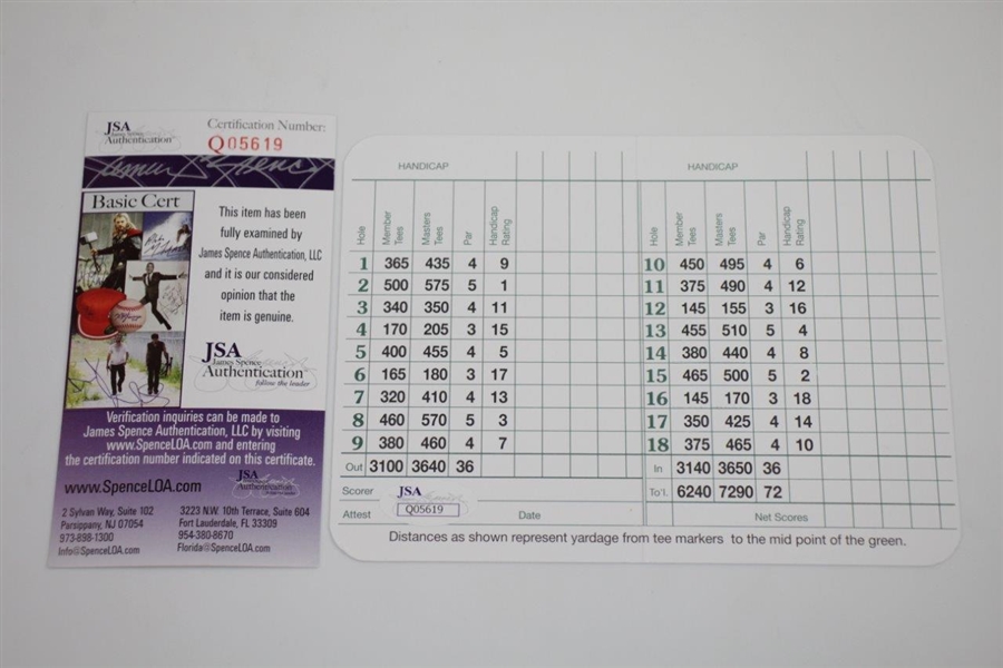 Jack Nicklaus Signed Augusta National Golf Club Scorecard JSA #Q05619