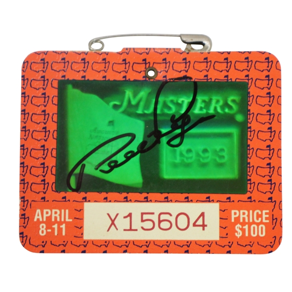 Bernhard Langer Signed 1993 Masters Series Badge #X15604 JSA ALOA