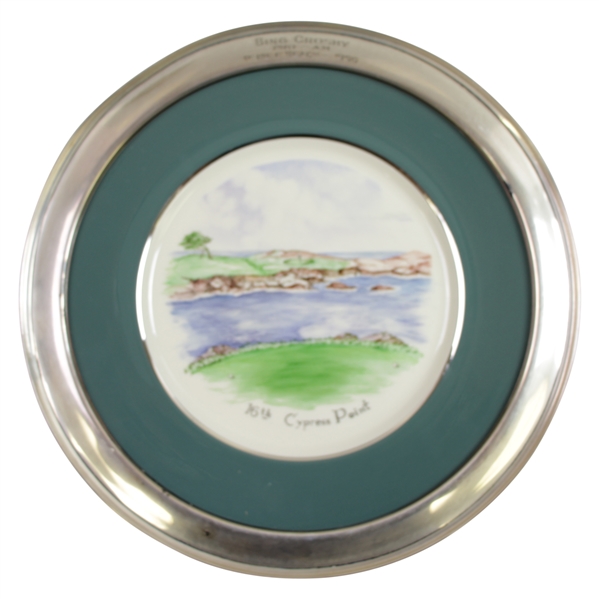 Ken Venturi's 1956 Bing Crosby Pro-Am at Pebble Beach Sterling Silver & Porcelain Plate
