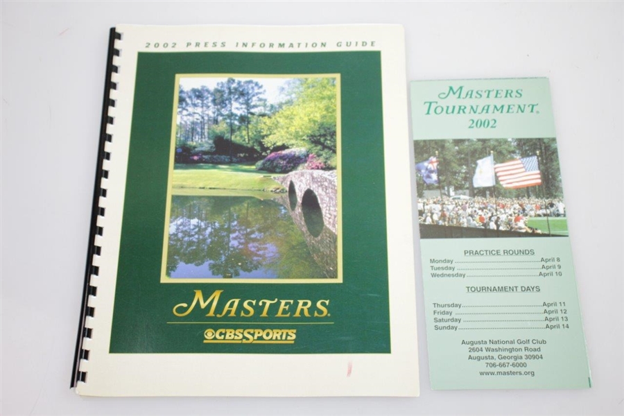 Ken Venturi's 2002 Masters Player Guide, Journal, Press Info Guide, & Pamphlet - Final Masters