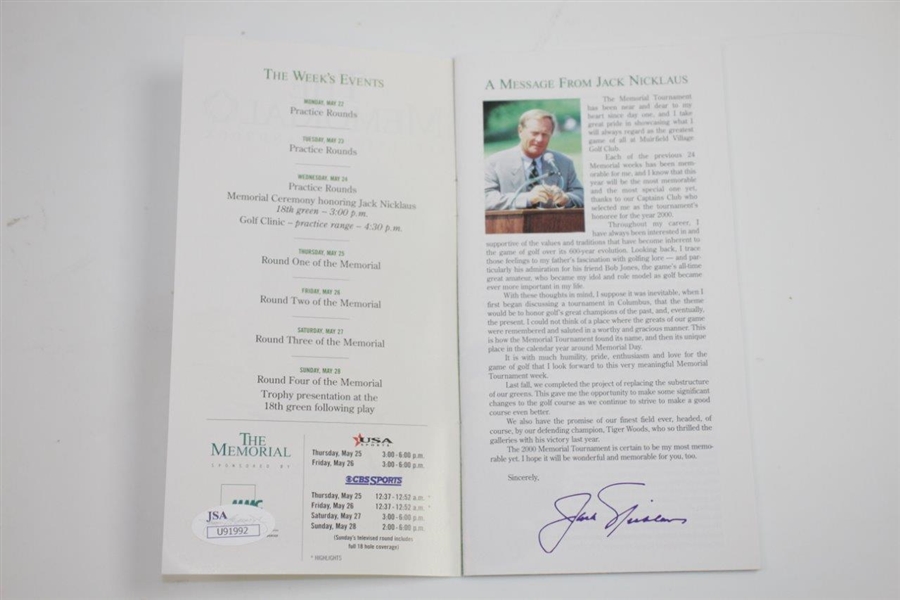 Jack Nicklaus Signed 2000 The Memorial Tournament Spectator Handbook JSA #U91992