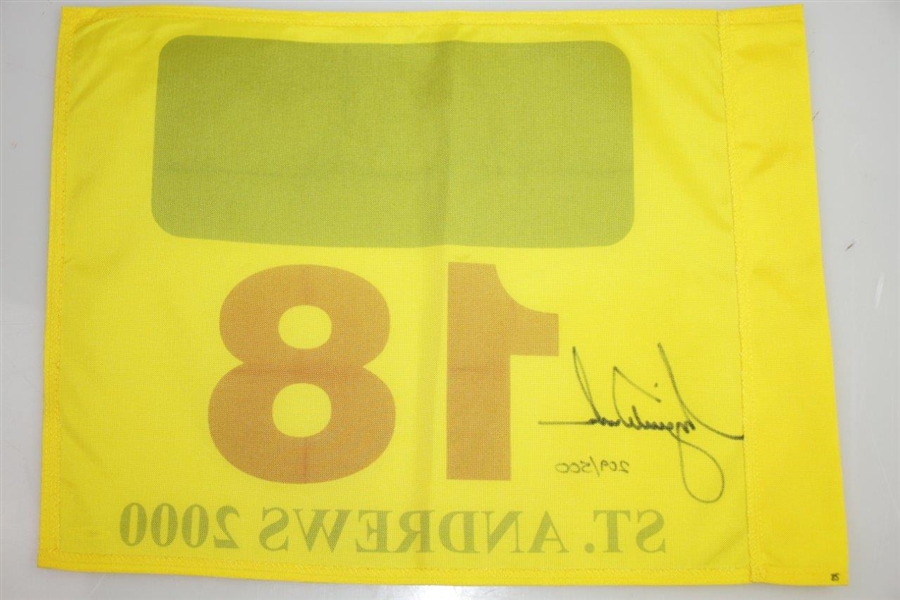 Tiger Woods Ltd Ed Signed 2000 The OPEN Championship 18th Hole Flag UDA #BAJ59781