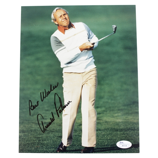 Arnold Palmer Signed Post Swing 8x10 Photo with 'Best Wishes' JSA #I87114