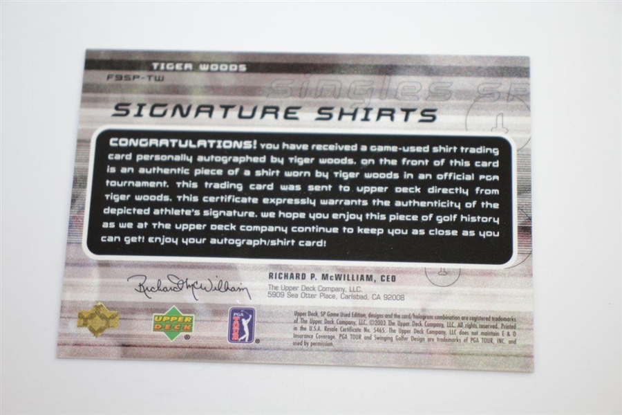 Tiger Woods Signed SP Game Used Ltd Ed 99/100 Signature Shirts Golf Card UDA