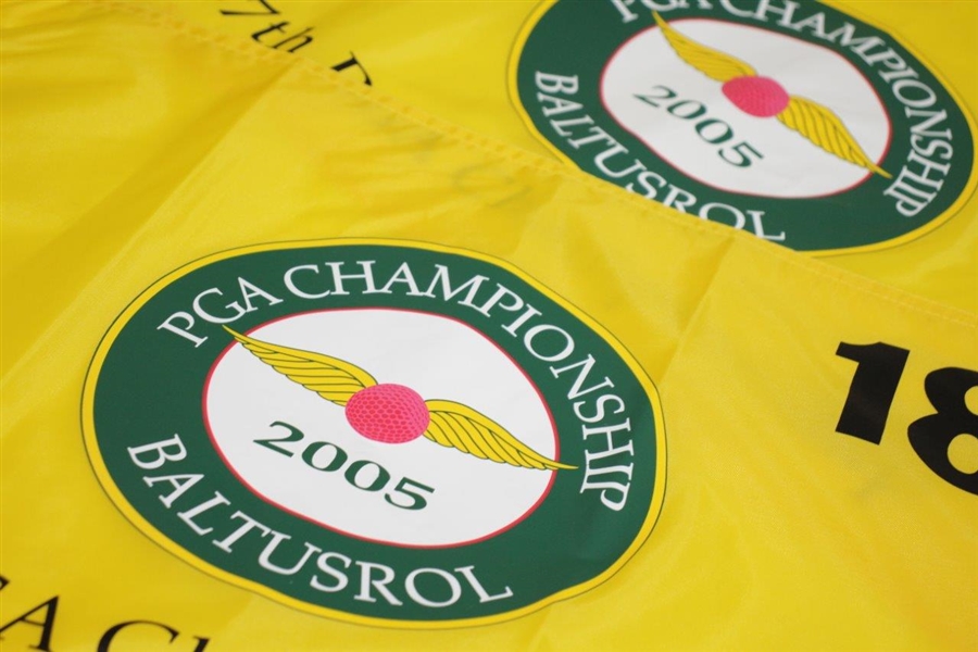 Two 2005 PGA Championship (87th PGA) at Baltusrol Yellow Screen Flags - Mickelson Winner