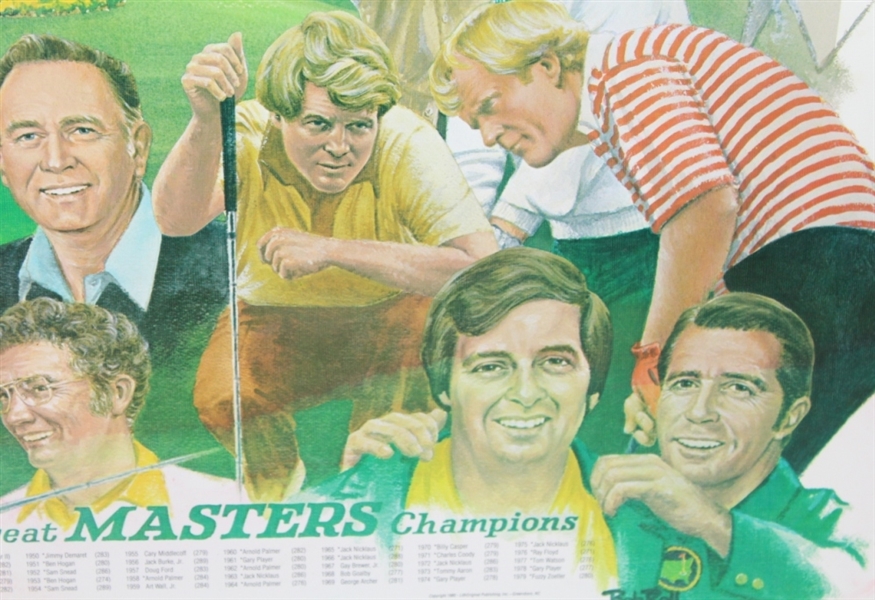 1980 'The Great Masters Champions' Bob Roll Print Depicting Select Winners from 1934-1979