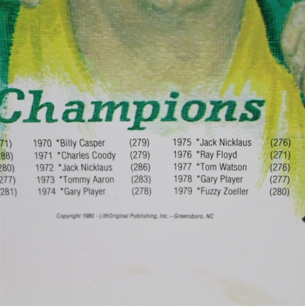 1980 'The Great Masters Champions' Bob Roll Print Depicting Select Winners from 1934-1979