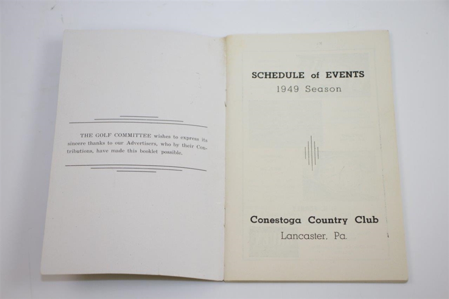 1949 Conestoga Country Club (Lancaster, PA.) Season Booklet with Unique Clip-On Tie