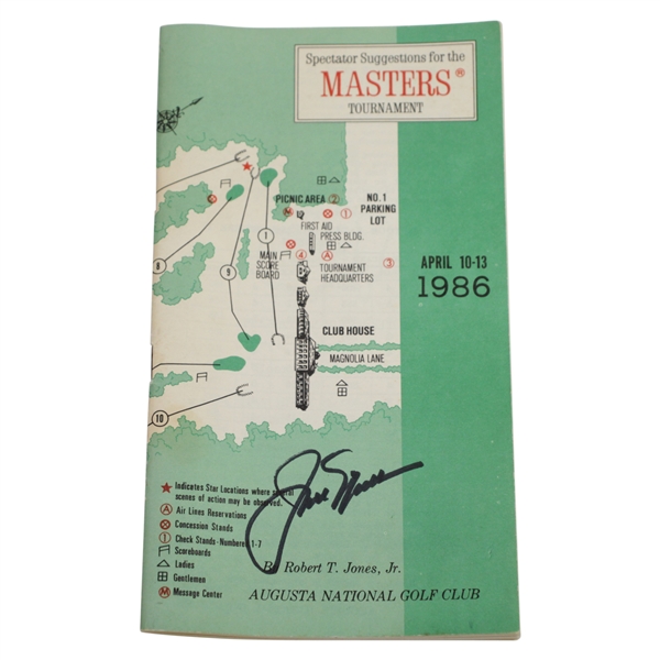 Jack Nicklaus Signed 1986 Masters Tournament Spectator Guide JSA #CC30722