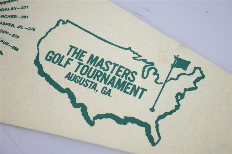 1974 Masters Tournament Commemorative 'Winners' Pennant - Names & Golf Ball Design