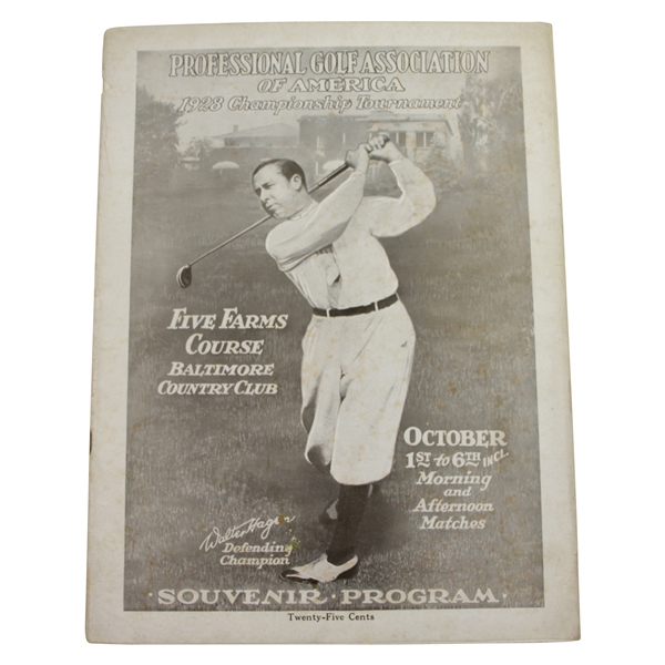 1928 PGA Championship at Baltimore Country Club Program - Walter Hagen Cover - Rare