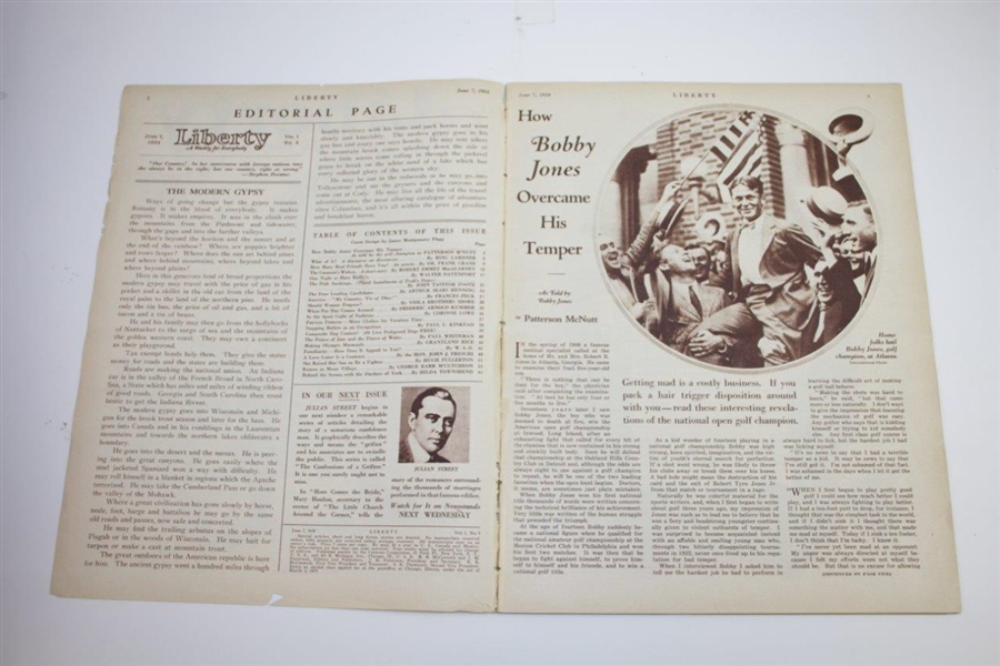 1924 Liberty Magazine 'How Bobby Jones Overcame His Temper' - June 7th