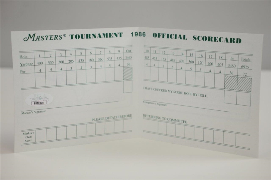 Jack Nicklaus Signed 1986 Masters Tournament Official Scorecard FULL JSA #BB28939