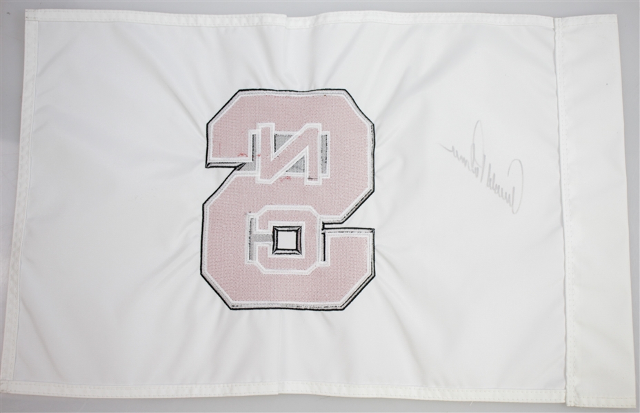 Arnold Palmer Signed NC State Embroidered Flag - Only College Course Designed by Arnie JSA ALOA