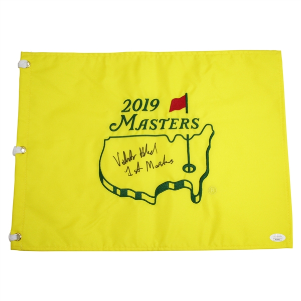 Viktor Hovland Signed 2019 Masters Embroidered Flag with '1st Masters' FULL JSA #HH26543