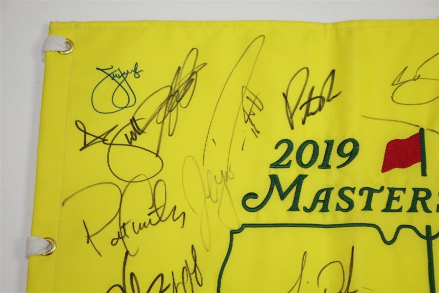 Tiger Woods & Field Signed 2019 Masters Embroidered Flag - Wow! FULL JSA #BB46534