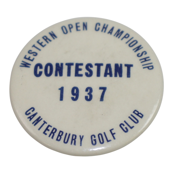 1937 Western Open Championship at Canterbury Golf Club Contestant Badge - Guldahl Win