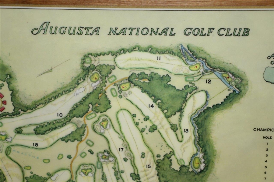Vintage Augusta National Course Map Mounted on Wood