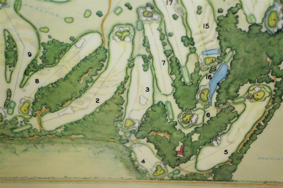 Vintage Augusta National Course Map Mounted on Wood