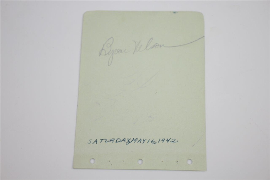 Craig Wood Vintage Signed Album Page with Byron Nelson - 1942 JSA ALOA