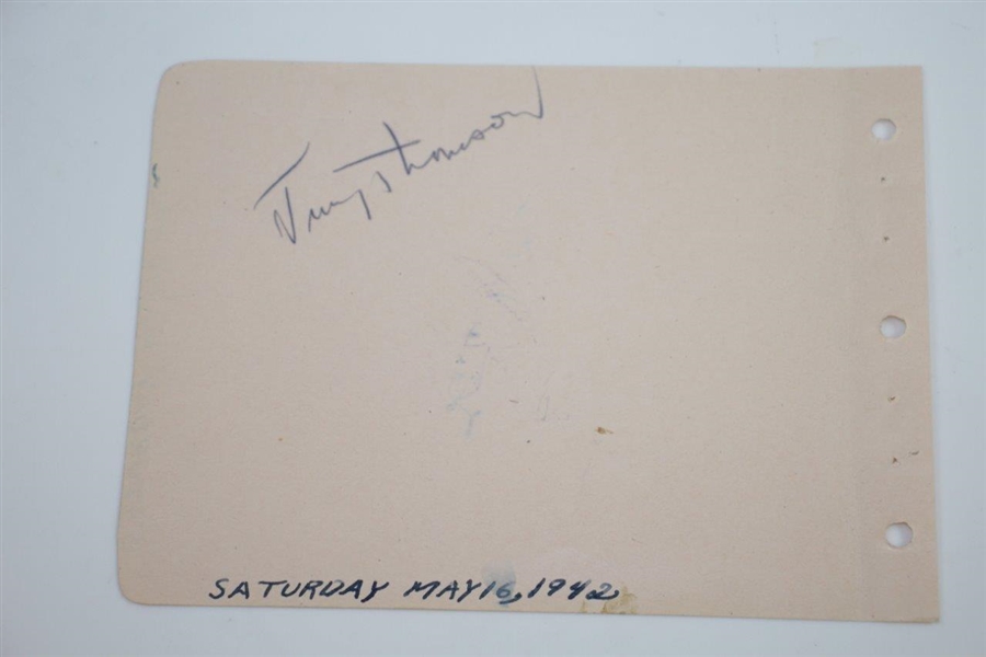 Horton Smith Vintage Signed Album Page with Jimmy Thomson - 1942 JSA ALOA
