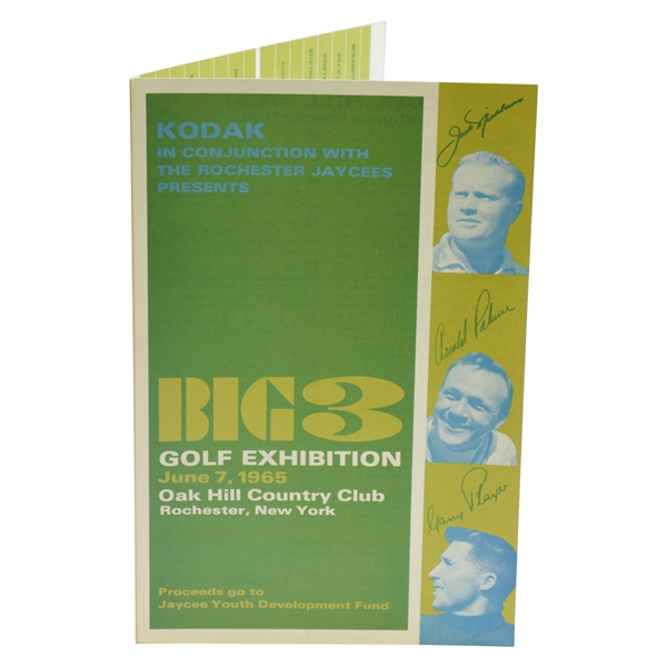1965 BIG 3 Jack Nicklaus, Arnold Palmer, & Gary Player Golf Exhibition at Oak Hill Program 