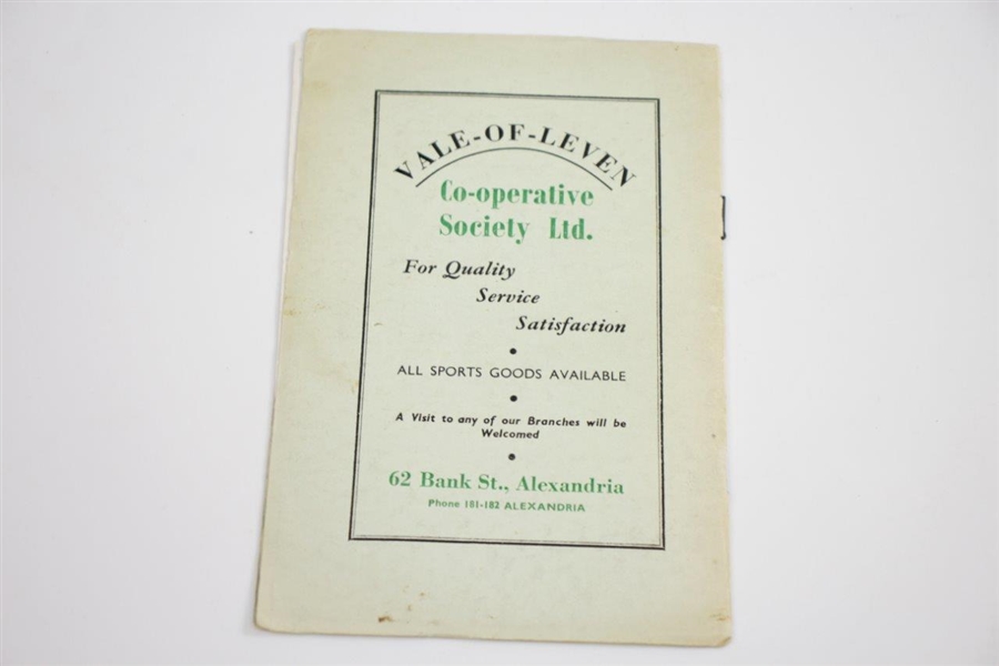 1947 The Vale of Leven Golf Club Official Handbook by Robert H.K. Browning