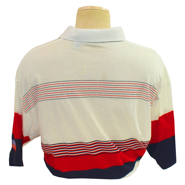 Mark Calcavecchia's 1991 Ryder Cup USA Team Issued Red/White/Blue Short Sleeve Shirt- XXL