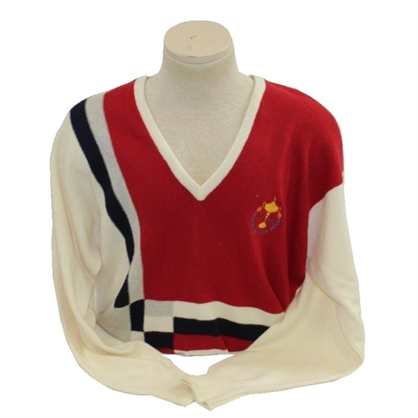 Mark Calcavecchia's 1989 Ryder Cup USA Team Issued Red/White/Blue Cashmere Sweater
