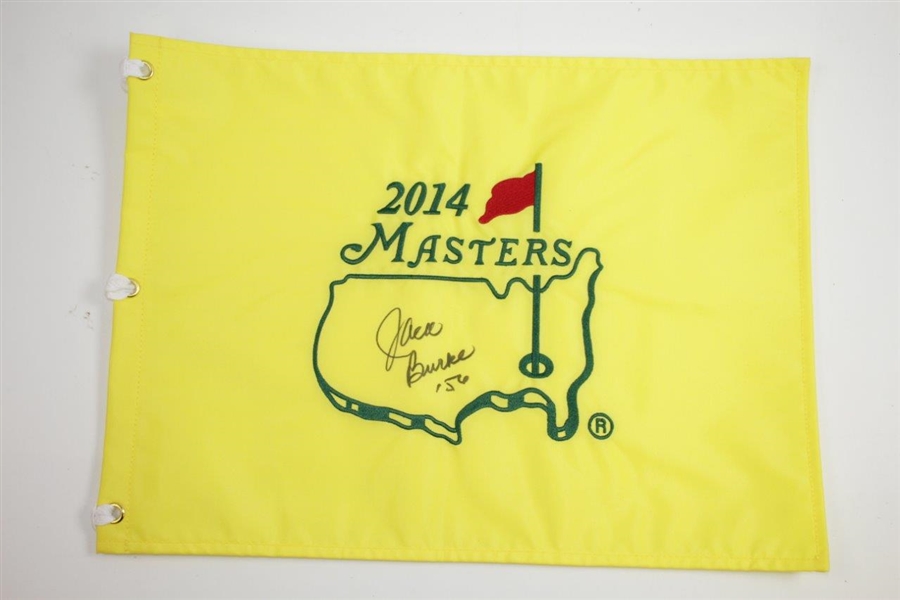 Jack Burke Signed 2014 Masters Embroidered Flag with '56' Inscription JSA ALOA