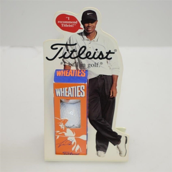 Tiger Woods Titleist Wheaties Combination Advertising Piece with Sleeve of Signature Golf Balls