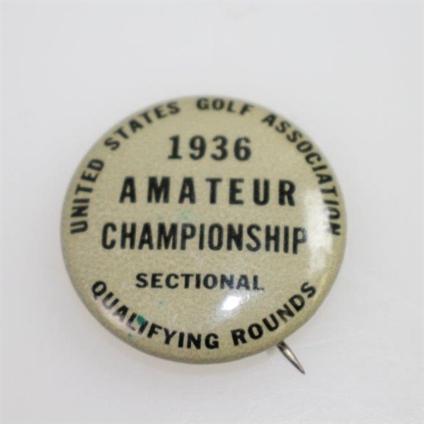 1936 US Amateur Sectional Qualifying Rounds Contestant Badge - Rod Munday Collection