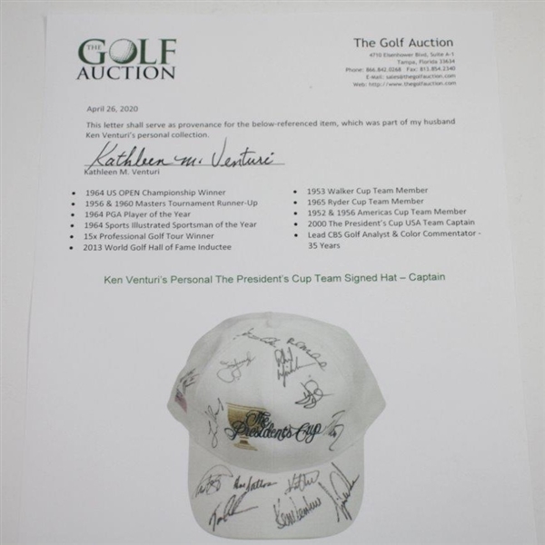 Ken Venturi's 2000 The President's Cup Full US Team Signed Hat JSA ALOA