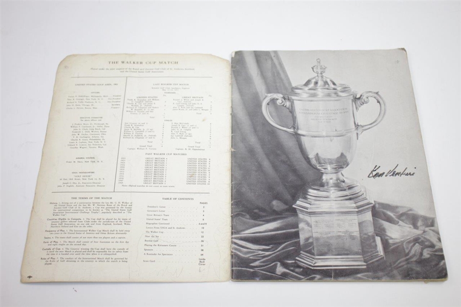Ken Venturi's Personal 1953 The Walker Cup at The Kittansett Club Official Program