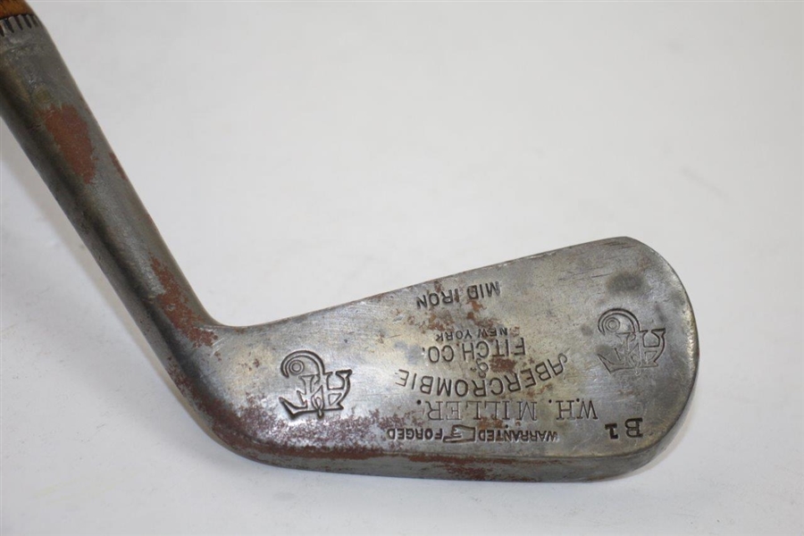Abercrombie & Fitch Warranted Hand Forged Mid Iron - B1 & W.H. Miller Stamp on Head