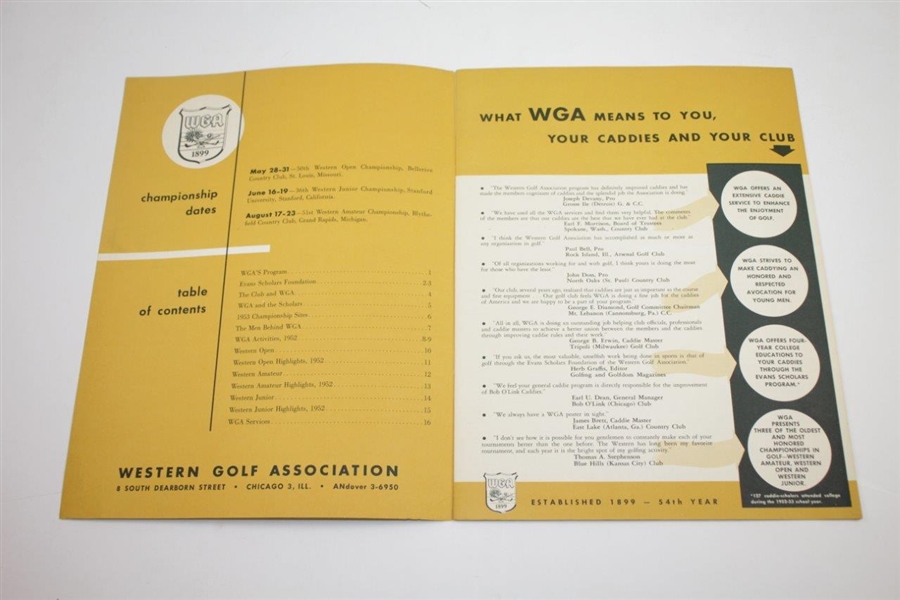 1953 Western Golf Association Evans Scholars Foundation Program - Rod Munday Collection