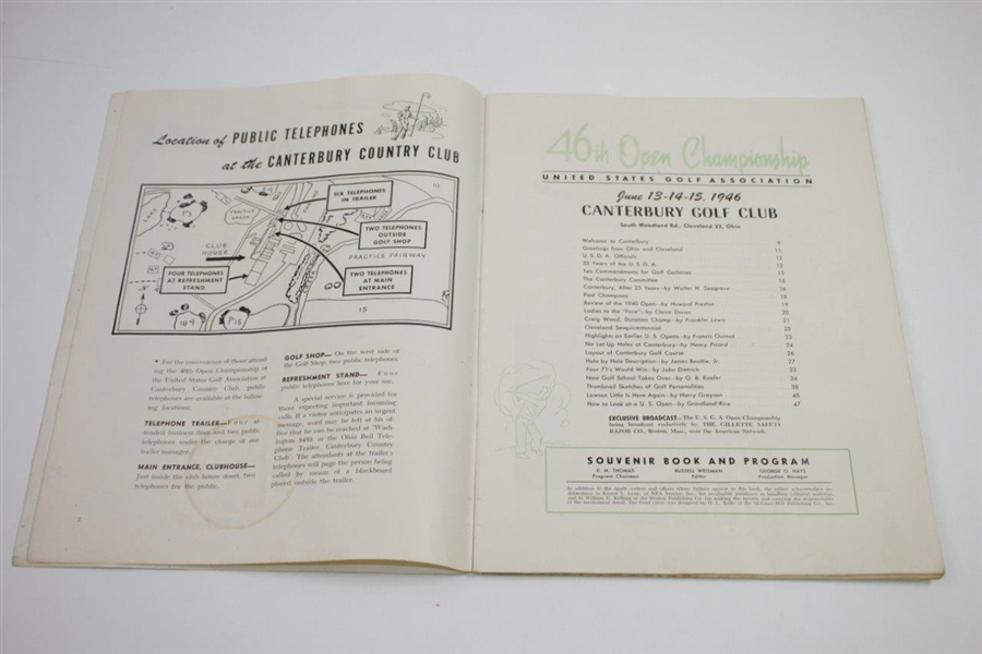 1946 US Open at Canterbury Program with Scores Sheet - Rod Munday Collection