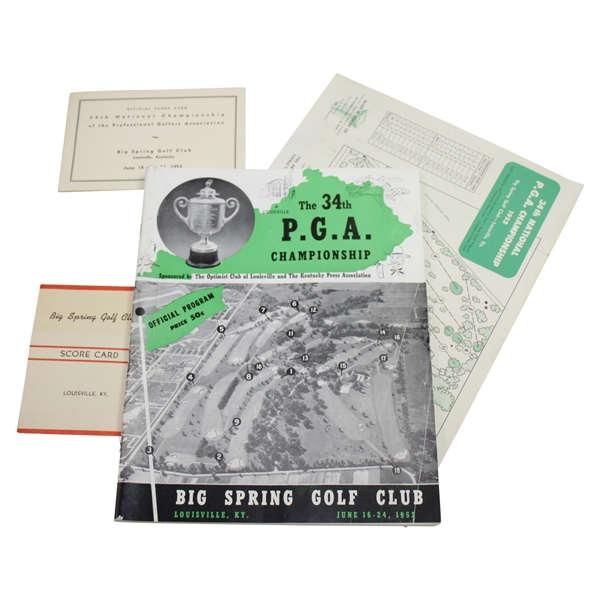 1952 PGA Championship at Big Spring GC Program, Scorecard, Pairing Sheets - Rod Munday Collection