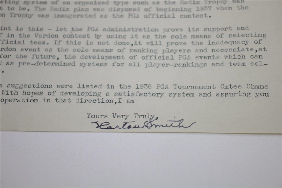 Horton Smith Signed 1941 Ryder Cup Team Nomination Proposal - Vardon Trophy JSA ALOA