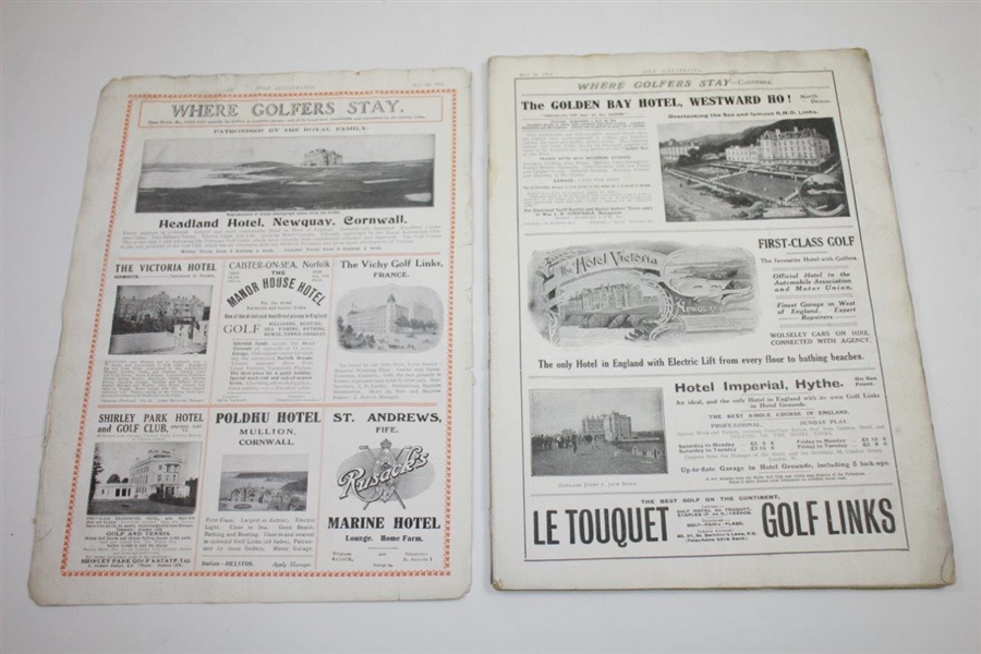 Three Vintage 1914 Golf Illustrated Magazines - May 29th, June 19th, & June 26th