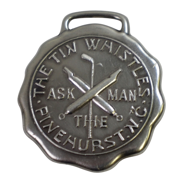 1913 Pinehurst Sterling Silver 'Ask The Man' Tin Whistles 2nd Prize Medal Won by W.G. Clark