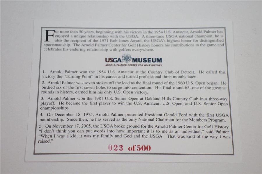 USGA Museum Ltd Ed Five Arnold Palmer Commemorative Victory Coins in Original Box with Cert