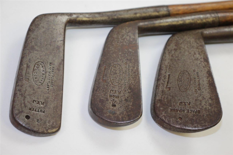 Three Tom Stewart RTJ Irons - 4-iron, Spade Mashie, & Putter