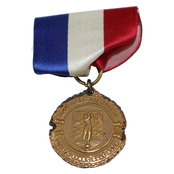 1944 Southern California Public Links Team Play Class E Champions Medal with Ribbon