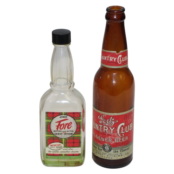 Vintage Goetz Country Club Pilsner Beer & Jeris Fore After Shave Bottles 