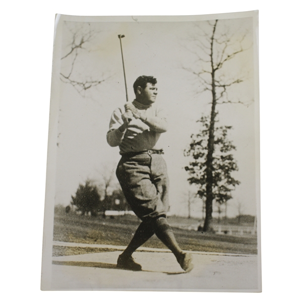 1922 Babe Ruth Golfing 'King of Swat Training' Wide World Photo - Victor Forbin Collection