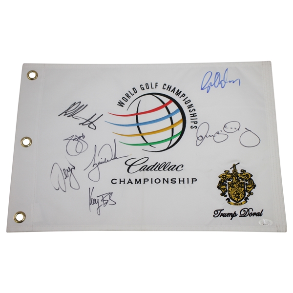 Tiger Woods, Rory McIlroy, & others Signed WGC at Trump Doral Flag FULL JSA #BB28142