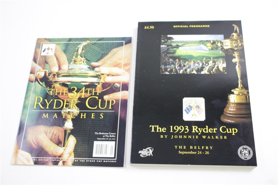 Seven (7) Official Ryder Cup Programs - 1987, 1989, 1993, 1995, 1999, 2001, & 2002