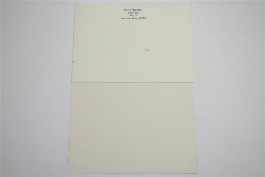 Ken Venturi's Personal Hand-Written & Signed Note from Byron Nelson JSA ALOA