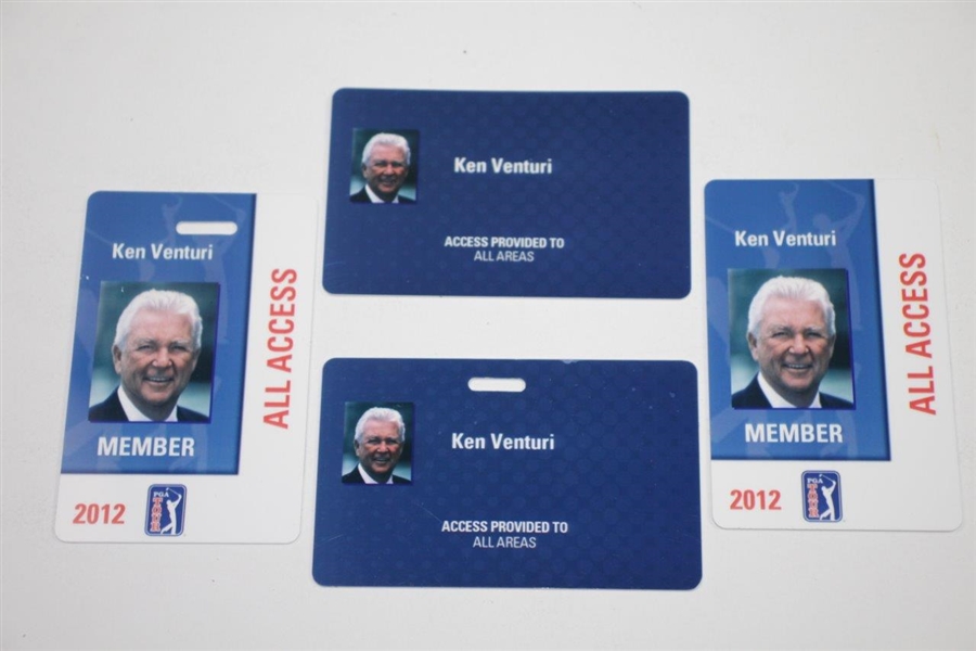 Ken Venturi's Personal 2012(x2) & 2013(x2) Member/All Access Cards for PGA Tour